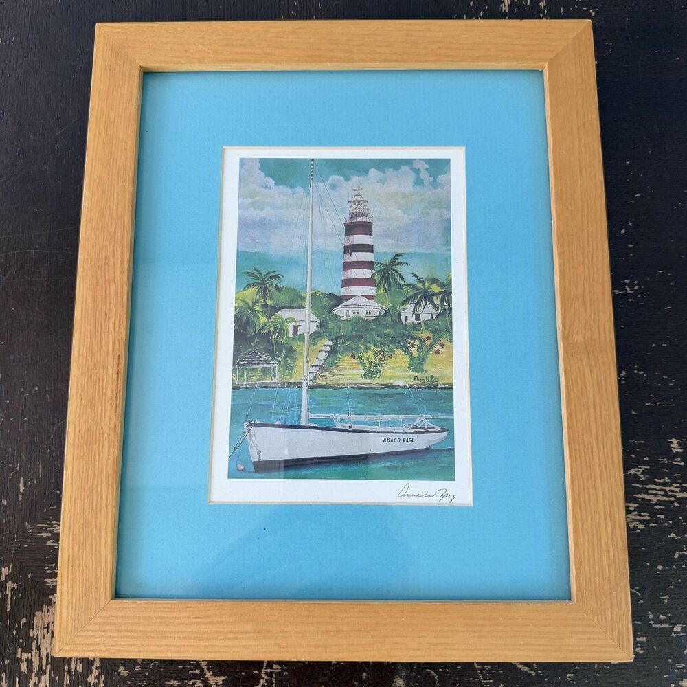 Anne W. Ray Signed Print – Hope Town Lighthouse Abaco Bahamas “Abaco Rage”